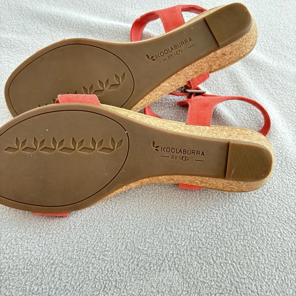 Kookaburra By Ugg Women Coral Ankle Strap Cork Wedge Grommet Sz 7.5 M Sandal